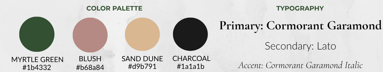 Radiant Roots Yoga color palette and typography system